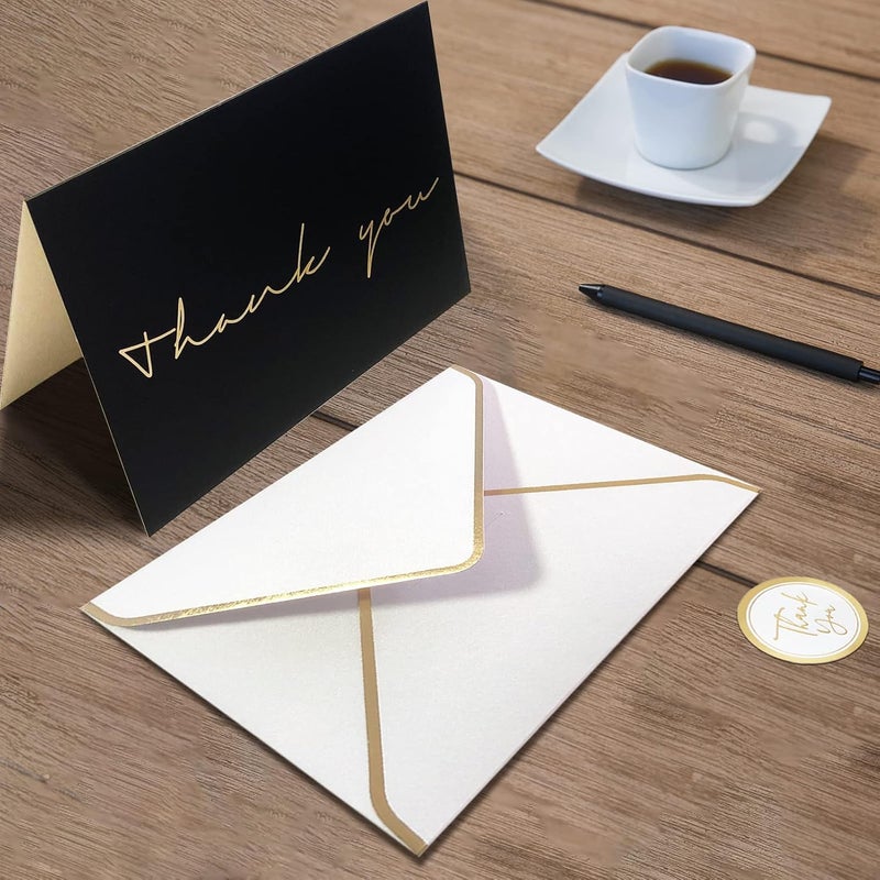 Chenive 40 Thank You Cards, Black and Gold Foil Thank You Cards Bulk, All Occasions Thank You Note Card with Envelopes & Stickers, Wrapped with Sturdy Box, Great for Wedding, Baby Shower, Bridal Shower, Etc - - Image 4